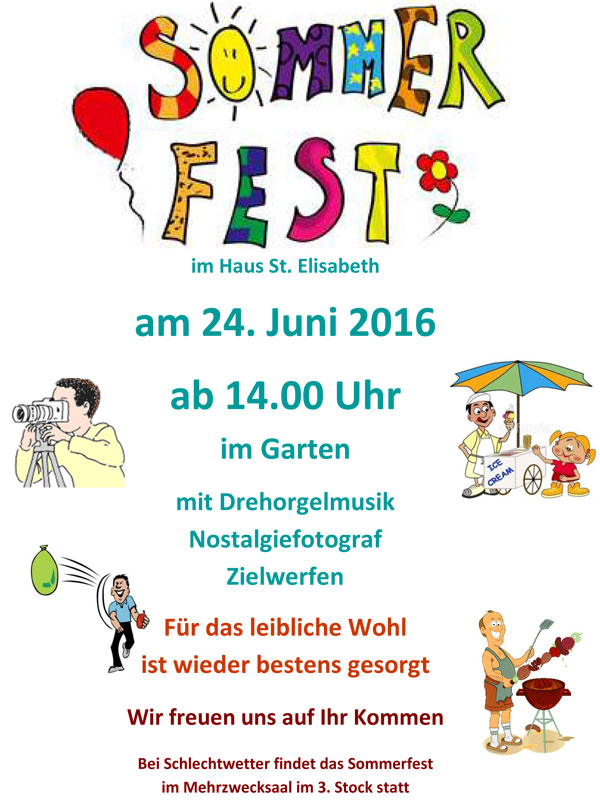 Einladung zum Sommerfest im Haus St. Elisabeth: Caritas St. Pölten